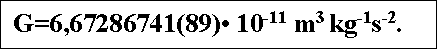 G=6,67286741(89)*10^(-11)*m^3*kg^(-1)*s^(-2).